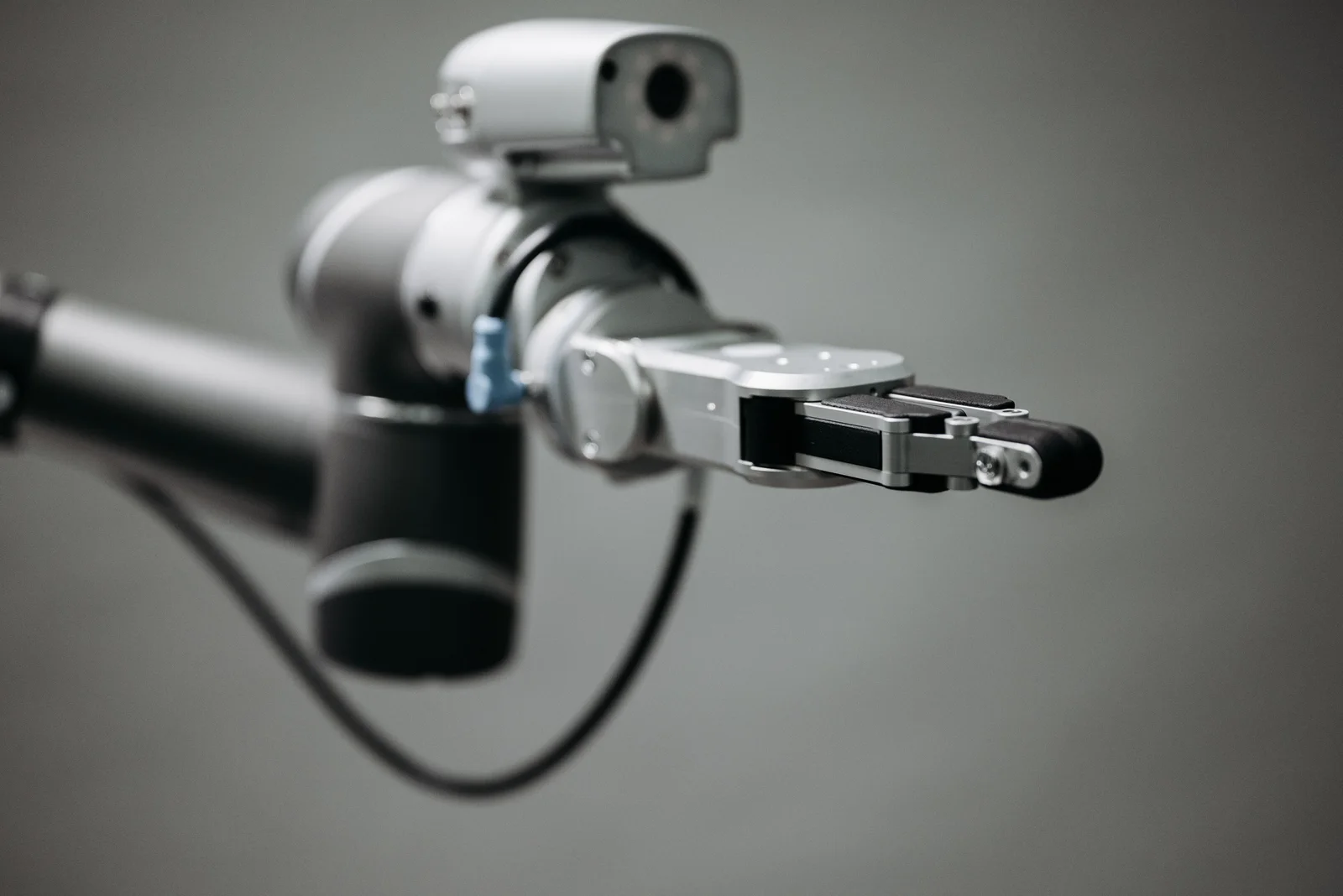 Close-up of a robotic manipulator arm, an illustrative photograph